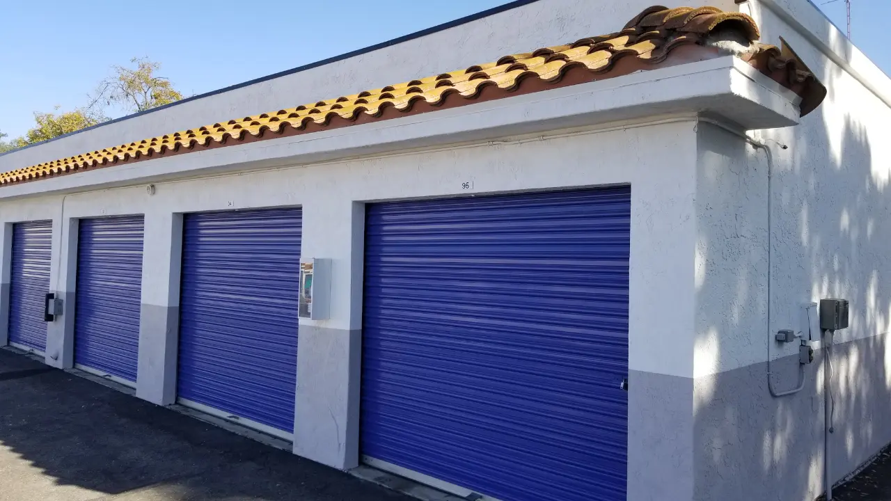 artistic photograph of drive-up storage units in Valley Center, CA